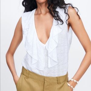 Zara White Ruffled Sleeveless Top
